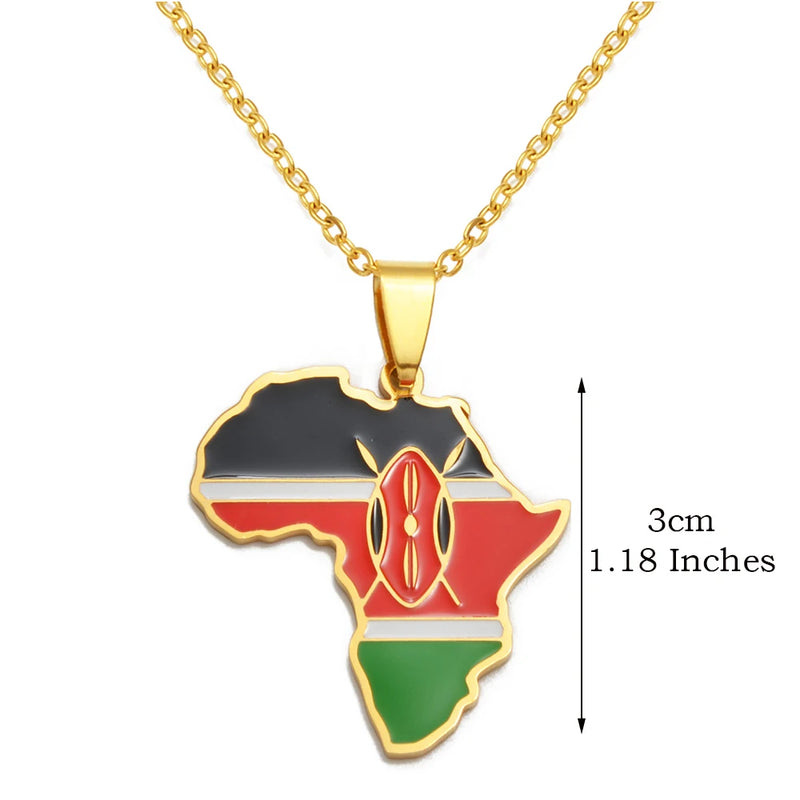 Anniyo 3CM Hip-hop Africa Map Pendant Necklaces Stainless Steel Algeria Morocco Egypt Tunisia Libay Jewelry