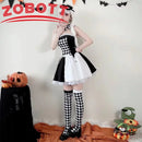 Adulto feminino impertinente palhaço traje jester coringa sexy outfit arlequim halloween sinister circo galinha festa fantasia vestido