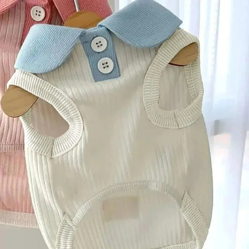 Summer Pet T-shirt Breathable Thin Lapel Dog Vest for Small Medium Dogs Cats Casual Pet Clothes Chihuahua Bichon Teddy Costume