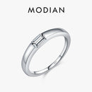 Modian genuíno 925 prata esterlina clássico simples retângulo zircão empilhável anéis de dedo para mulheres casamento banda jóias finas