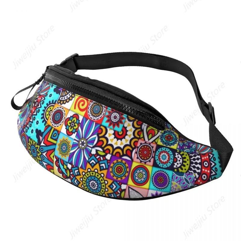 African Kente Cloth Design Fanny Pack for Men Women Africa Ethnic Pattern Crossbody Waist Bag Cycling Camping Phone Money Pouch