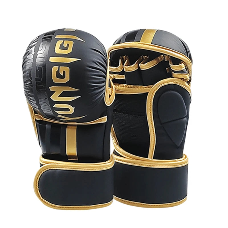 MMA Half Finger Boxing Gloves Professional Training Wrist Guard Martial Arts Sanda Sparring PU Leather Open-fingered Gloves Men
