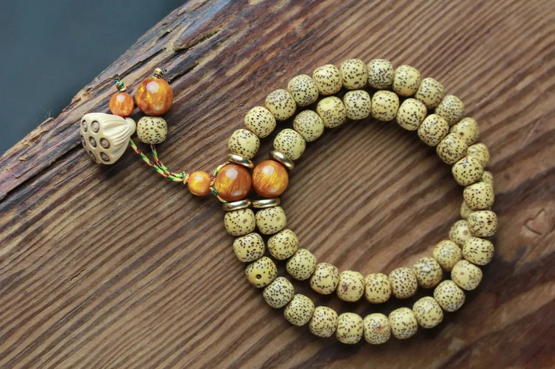 Original DIY Design Handmade Milled Lotus Seed Buddhist Beads Bracelet Woven Hand Chain Prayer Beads Jewelry Accessories