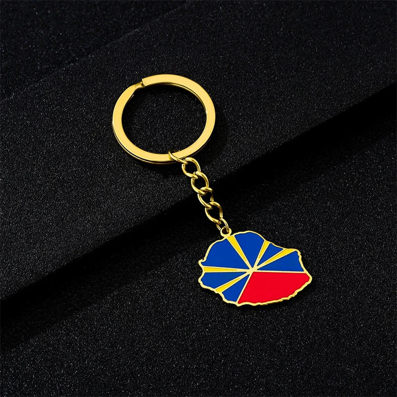 Fashion Reunion Island Map Pendant Necklace Stainless Steel For Women Girls Gold Silver Color Charm Female Choker Jewelry
