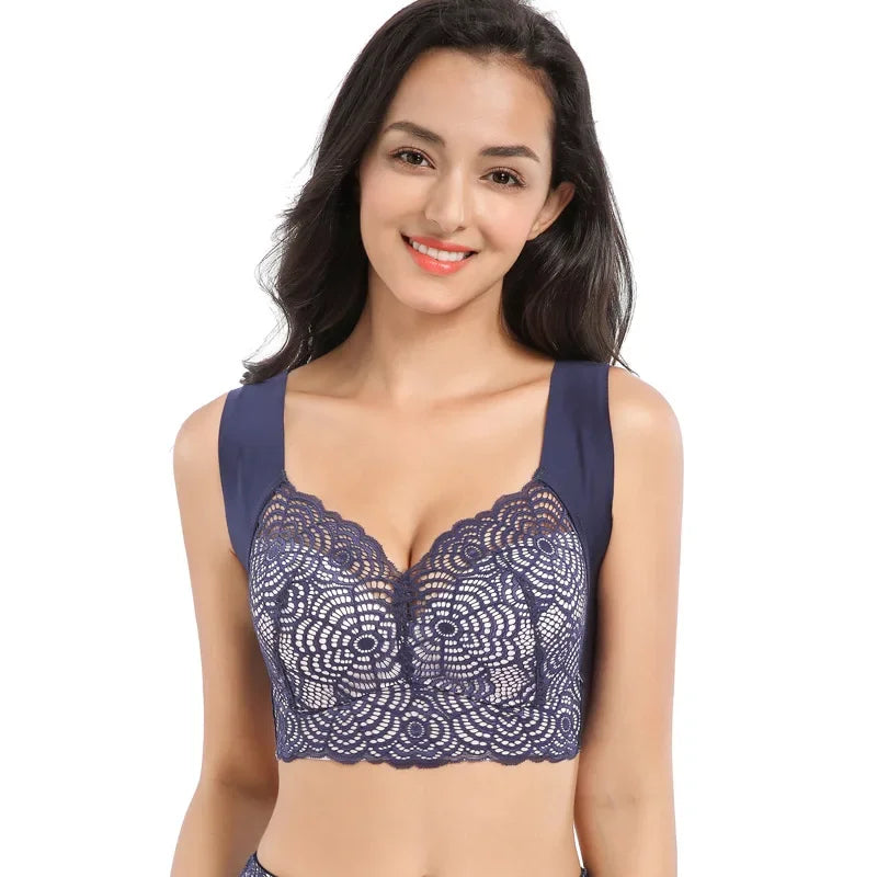 Plus Size TikTokshoplace Wireless Sports Bra Sleep Gathered Extra Large Bra Cup Cross Border Shopping Lace Seamless Push Up Bra