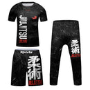 Nova criança jiu jitsu mma rashguard camiseta + calça + shorts 3d bjj gi kickboxing camisas apertadas meninos crianças muay thai boxe roupas esportivas