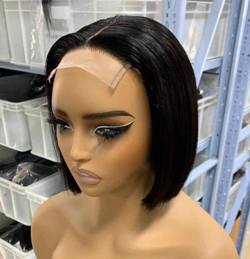 Super Double Drawn BOB Glueless Bone Straight Vietnamese Hair Wigs 8 Inch 13x4 Lace Frontal Wig 2x6 4x4 5x5 Closure Wig