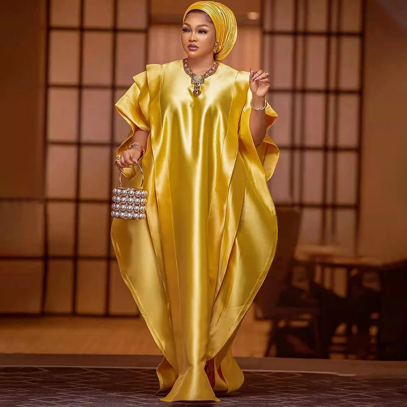 Traje vestido étnico africano com um lenço, tecido personalizado, moda temperamento