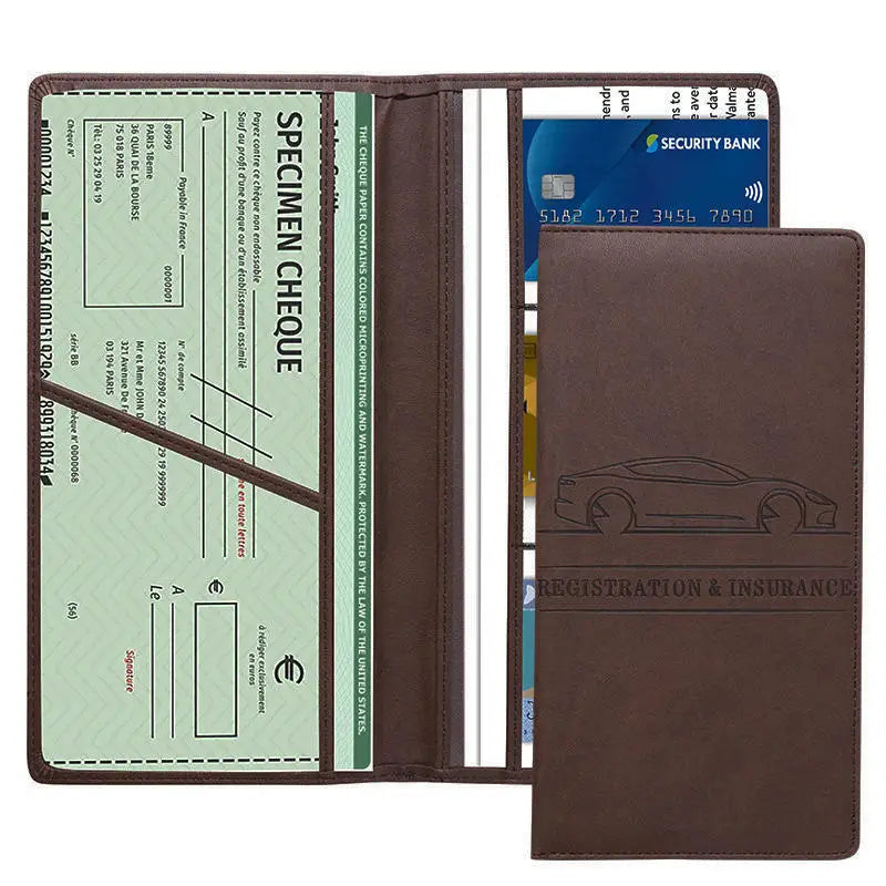 Car Registration Insurance Holder Leather Men's Driver's License Insurance Car Documents License Storage Bag Credit Card Holder