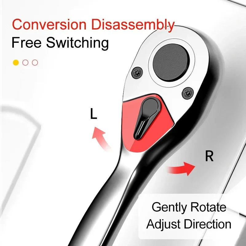 72 dentes 1/4 "1/2" chave de soquete telescópica catraca CR-V liberação rápida profissional ferramentas manuais reparo automóvel