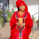 Vestido africano Dashiki com lenço para mulheres, vestido tingido com gravata, bordado, moda casal, elegante