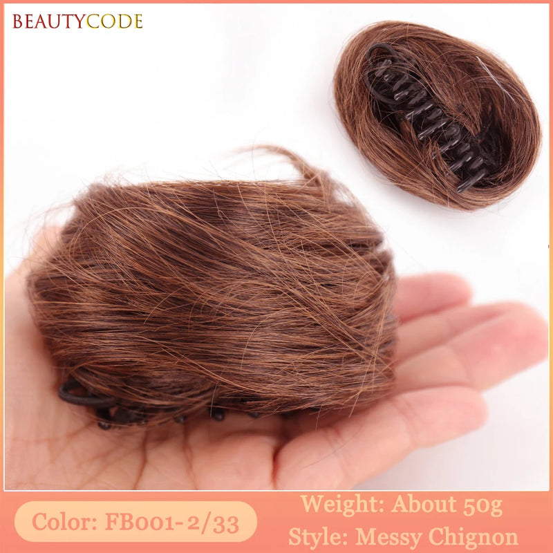 BEAUTYCODE Synthetic Clip-on Hair Bun Elastic Band Hair Messy Chignon Extension Scrunchie Hairpiece For Women and Kids