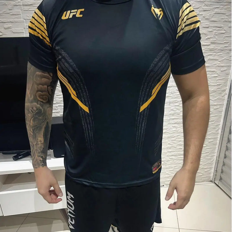 Summer Gym Uniform Men's UFC Boxing Fighting Competition Jersey Casual Breathable Fashion Fitness Short Sleeve T-shirt For Male