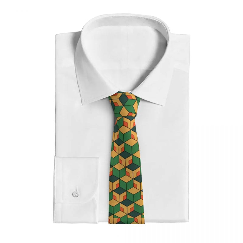 Demon Slayer Anime Necktie Men Women Fashion Polyester 8 cm Wide Neck Tie for Mens Accessories Cravat Wedding Accessories Office