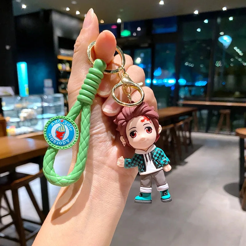 Anime Demon Tanjirou Anime Pvc Keychain Pendant Fashion Backpack Accessories Doll Nezuko Slayer Periphery Jewelry Key Ring