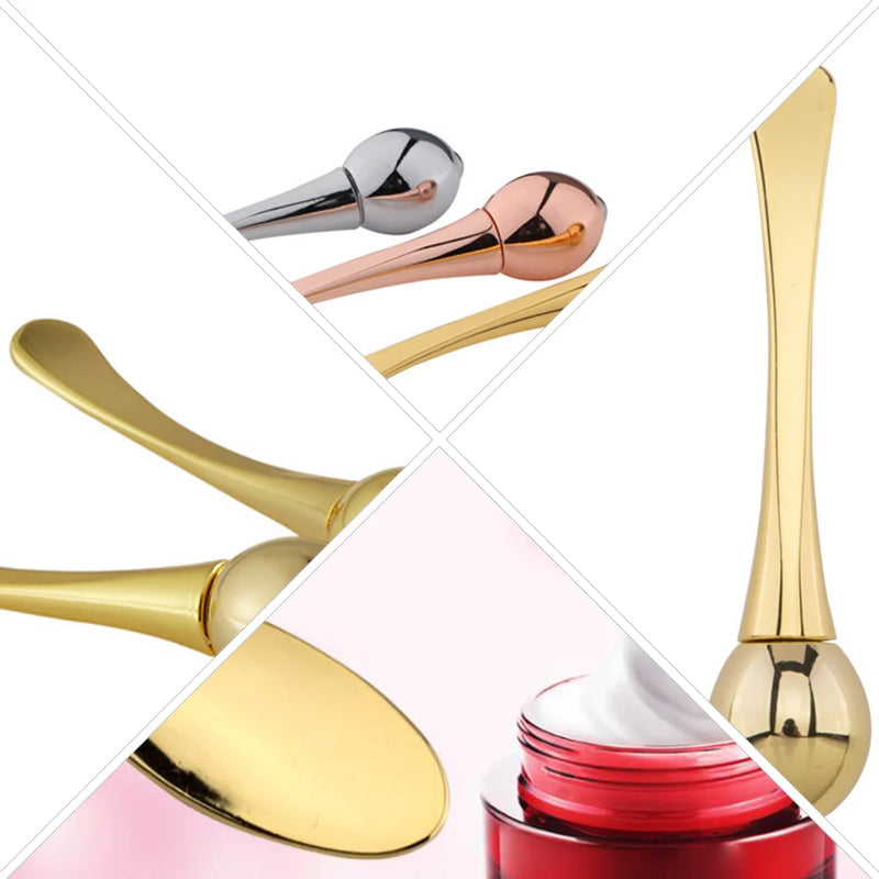 1 conjunto de rolo de massagem para os olhos, máscara facial de ponta dupla, colher de beleza em forma de t, ferramenta portátil para cuidados com a pele, reduz rugas nos olhos, inchaço