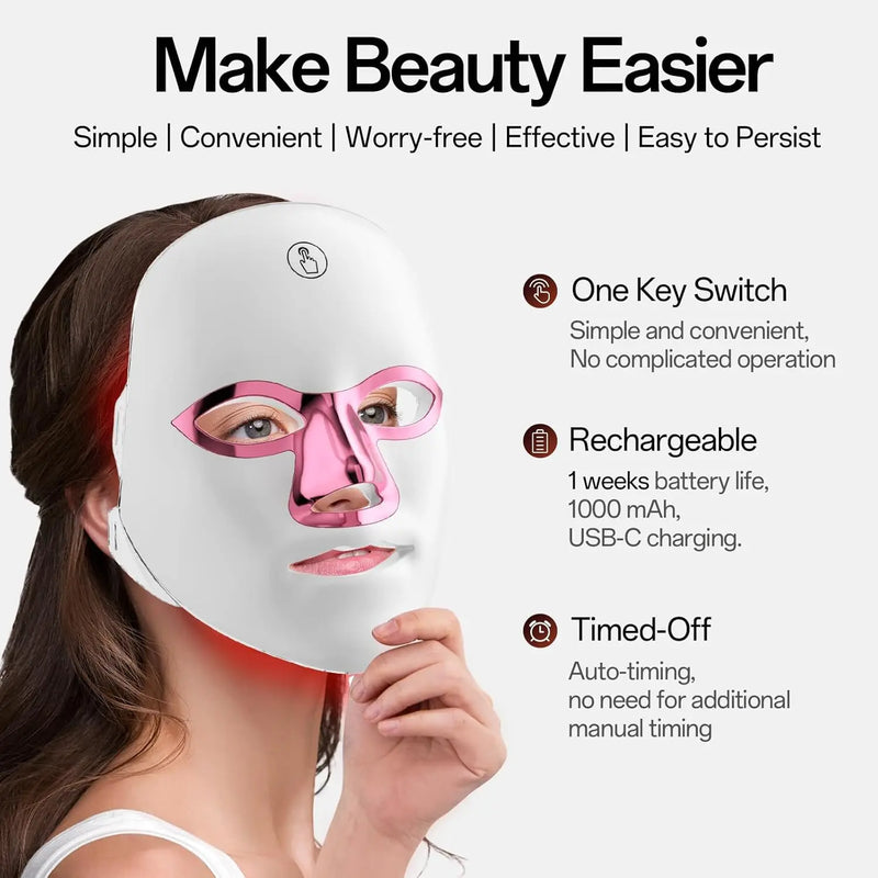 7 cores led máscara facial fóton terapia rosto cuidados com a pele máscara anti acne terapia rejuvenescimento da pele remoção de rugas rosto máscara de beleza