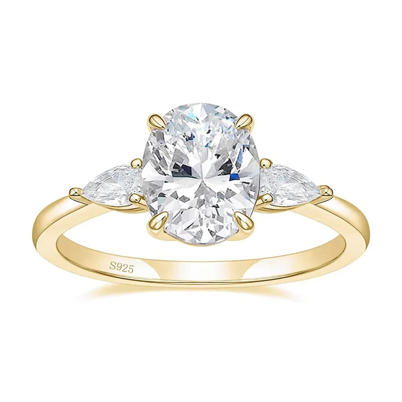 Trumium 3ct 925 prata esterlina anéis de noivado 3 pedras zircônia cúbica cz anéis de promessa de casamento alianças de casamento para mulheres