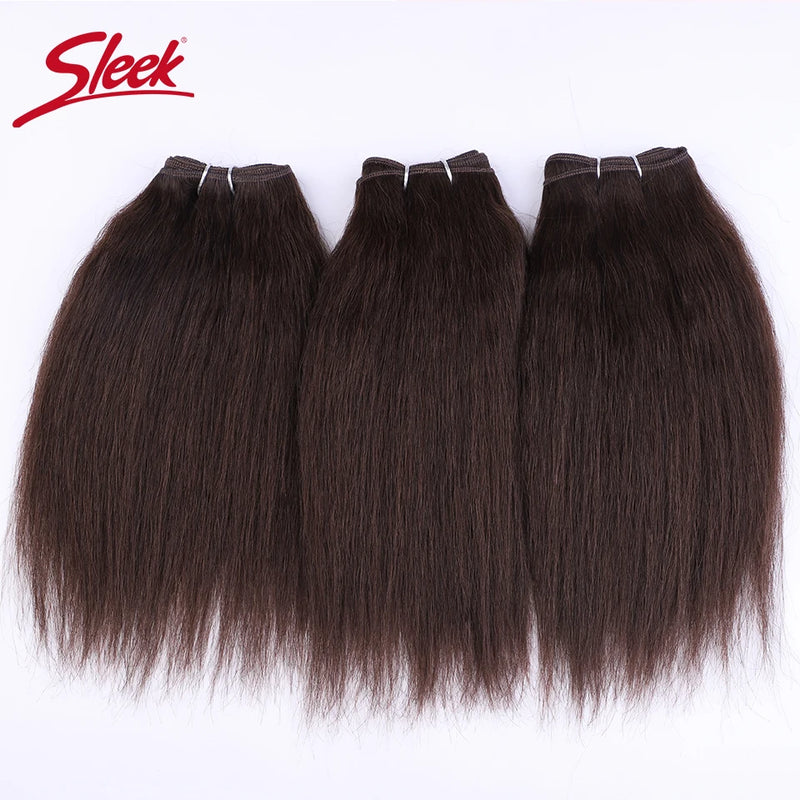 Sleek 3Pcs Brazilian Kinky Straight Weaving Bundles Nature Black And Brown 4