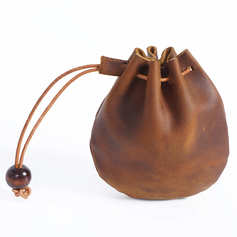 Medieval Steampunk Leather Drawstring Coin Bag Nordic Viking Pirate Purse Jewel Pouch Renaissance Accessory for Women Men