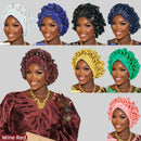 Africano babados cabeça envolve gorro ouro carimbo tecido turbante boné para mulheres nigeria festa de casamento headtie