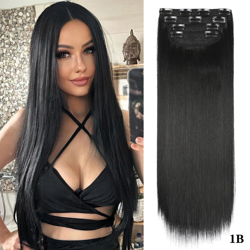 Leeons ondulado clipe em extensões de cabelo 4 pçs natural macio longo ondulado postiços grosso duplo trama clipe em extensões de cabelo para mulher