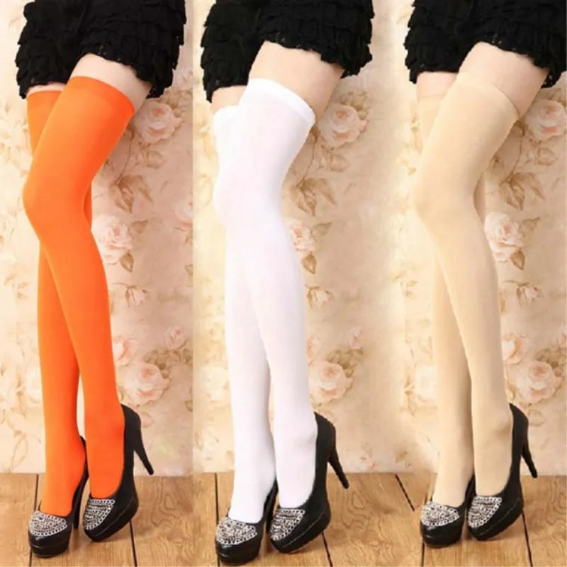 Lolita Candy Colors Stocking Over The Knee Long Socks Ladies Girls Elastic Tight Lingerie Cosplay Party Thigh Sock Sexy Stocking