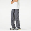 Calças de trabalho ao ar livre com design emendado estilo americano, calças compridas masculinas, calças largas soltas, calças esportivas casuais de perna reta