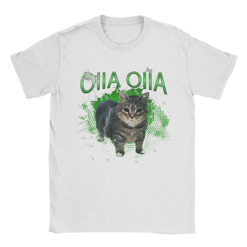 Spinning Cat OIIA OIIA Electric Meme Cat OIIAA T Shirts for Men Pure Cotton T-Shirts O Neck Tees Short Sleeve Tops Birthday Gift