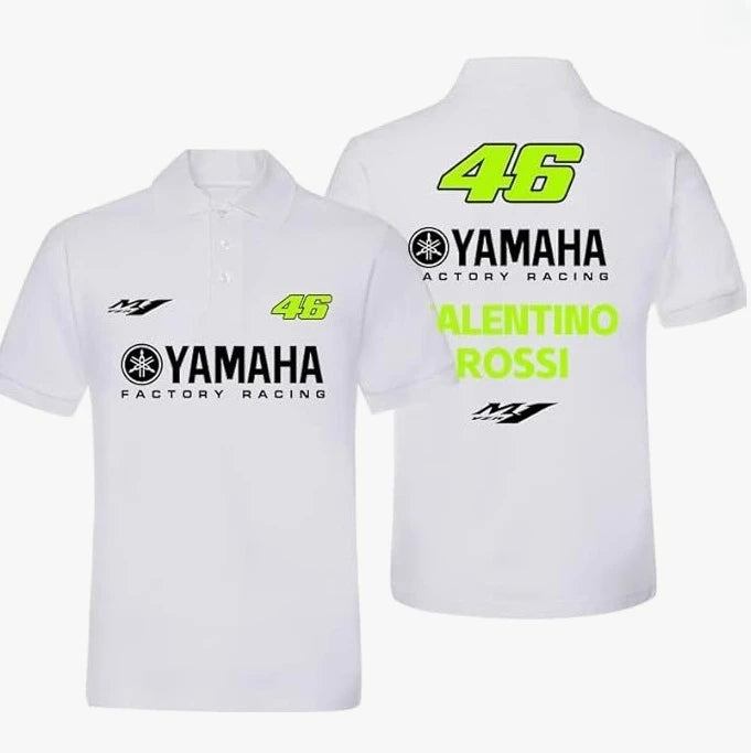 Petronas Yamaha Factory Racing Men's Black Cotton Polo Shirt Sepang Racing Team Summer Sponsor Style