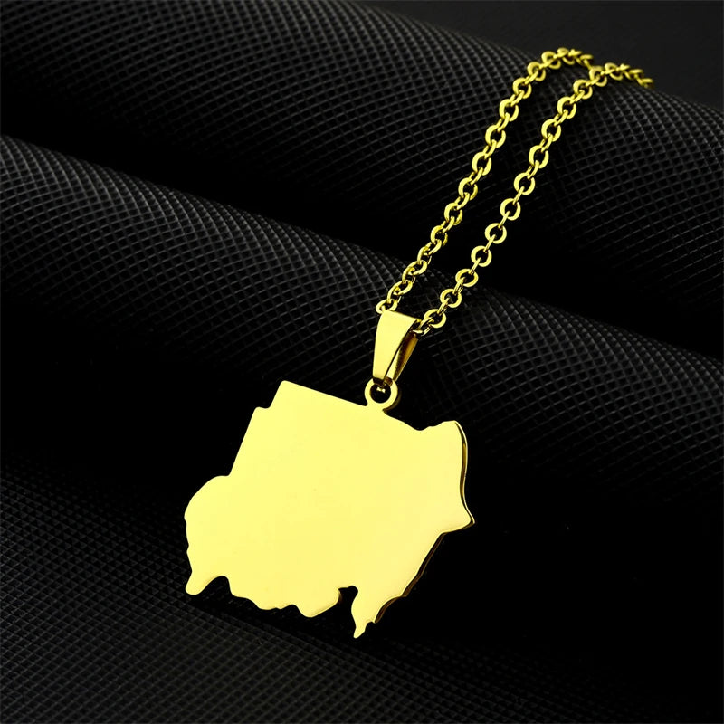 The Republic of South Sudan Map Flag Pendant Necklaces Silver Color/Gold Color Enamel Jewelry South Sudanese Maps Ethnic Gifts