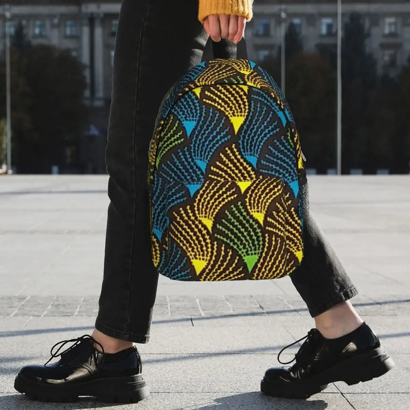 African Ankara Wax Print Backpack Student Boys Girls BookBag Kids School Bag Laptop Shoulder Bags for Men Women