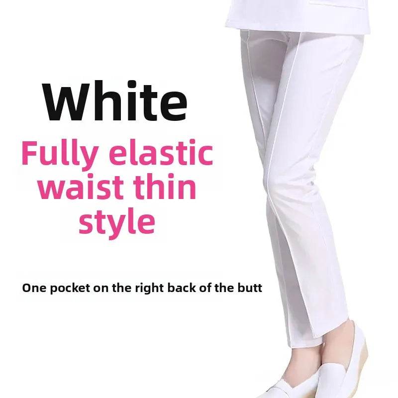 Thickened Work Pants Women's plus Size Elastic Waist Nurse Uniform Blue Doctor Coat White Great for Winter Special Use Clothing