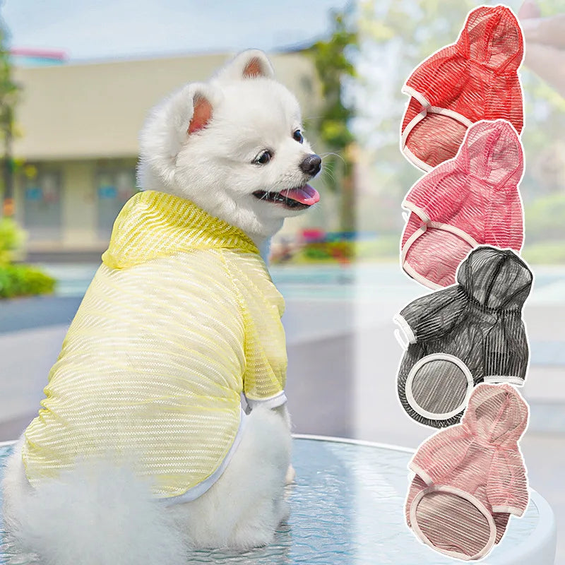 Mesh Dog Clothes Sunscreen Hoodies Mosquito Prevention Suit Sweatshirt For Small Dogs Dachshund Chihuahua Puppy Hooded Shirt XS