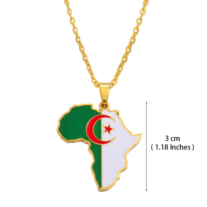 Anniyo 3CM Hip-hop Africa Map Pendant Necklaces Stainless Steel Algeria Morocco Egypt Tunisia Libay Jewelry