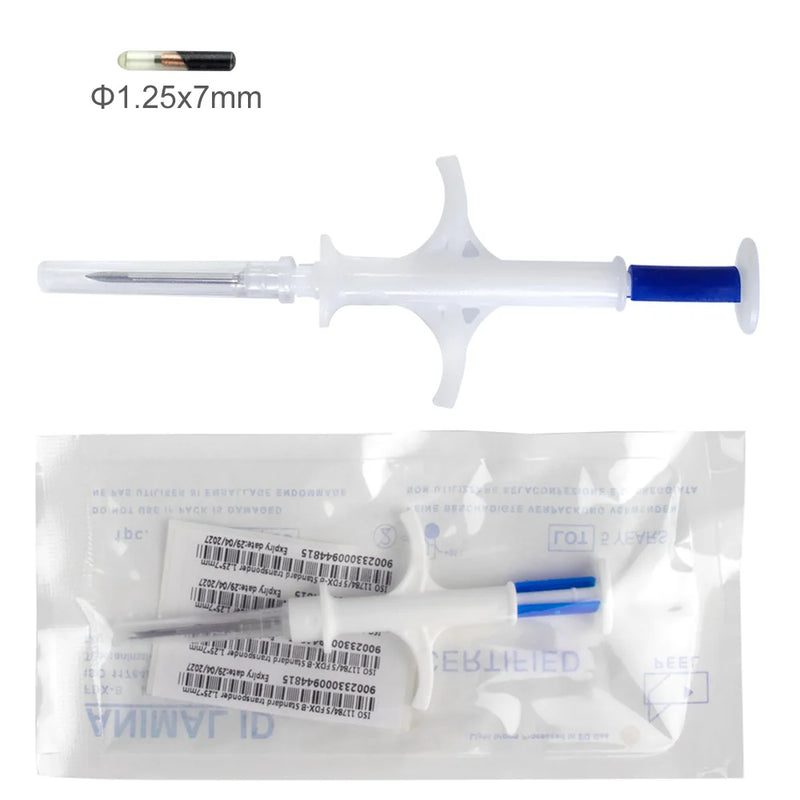 Seringa de microchip para animais de estimação, 100 peças, 134.2khz FDX-B em4305, chip de identificação para cães, gatos, cavalos, peixes, 1.25*7mm/1.4*8mm/2.12*12mm