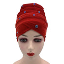 1 pc feminino veludo turbante bonnet diamantes africano aso oke headtie muçulmano cabeça envolve islâmico femme musulman lenço chapéu