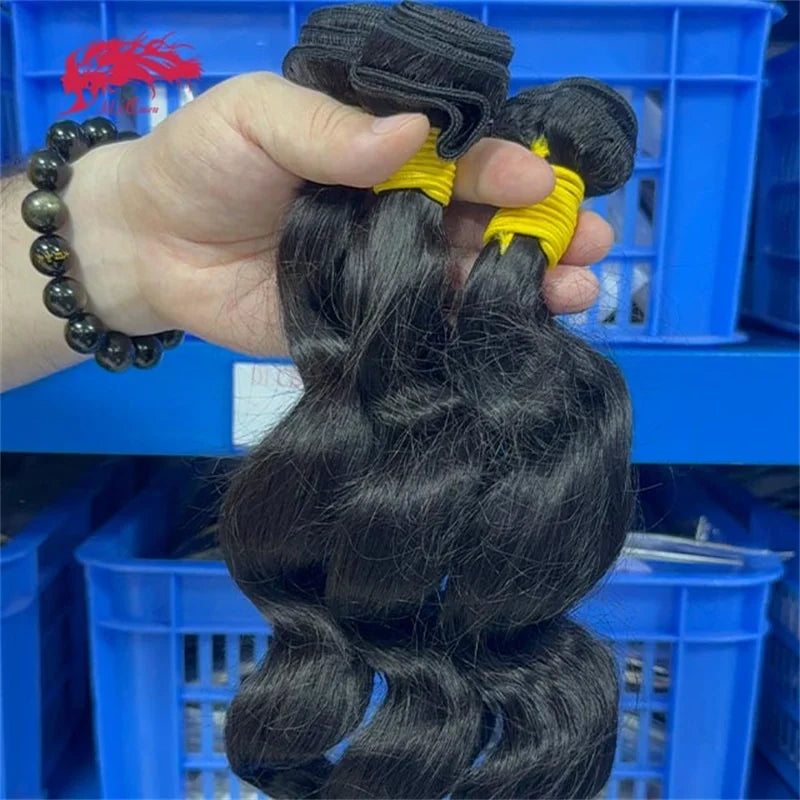 Ali Queen Hair Loose Wave Bundles Human Hair Virgin Hair 3 Bundle Deals Real Human Hair Extensions For Black Women Natural Black