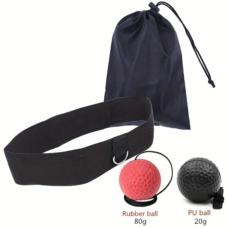 Conjunto de bola de reflexo de boxe, 3 bolas de boxe de nível de dificuldade com faixa de cabeça ajustável para treinamento de agilidade de reação de velocidade de perfuração