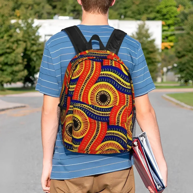 African Ankara Wax Print Backpack Student Boys Girls BookBag Children School Bag Computer Shoulder Bags for Men Women