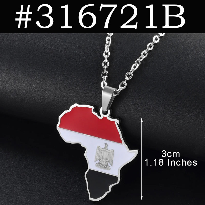 Anniyo 3CM Hip-hop Africa Map Pendant Necklaces Stainless Steel Algeria Morocco Egypt Tunisia Libay Jewelry