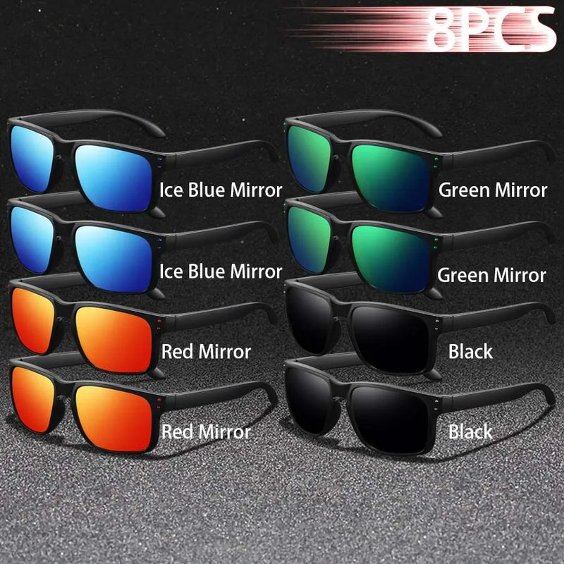 8 pçs moda clássico quadrado uv400 óculos de sol das mulheres dos homens dirigindo colorido na moda leve ao ar livre óculos