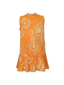 Plus size 2025 verão novo feminino elegante fino ajuste vestido de manga curta-preto ouro e vermelho paisley impressão bainha franzida em torno do pescoço