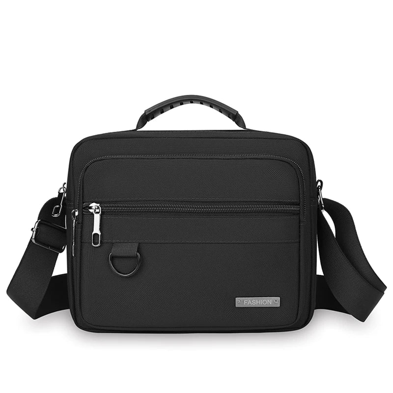 Men's Anti-Theft Business Shoulder Bag - Durable Office Briefcase with Multiple Zipper Pockets