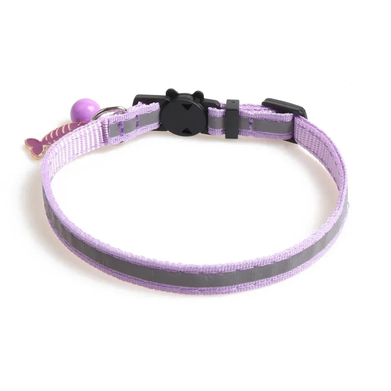 Pet Collar Colorful Reflective Cats Dog Collars with Bell Adjustable Pet Collar for Small Dogs Collars with Bells Pet Supplies