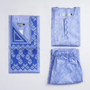 H & d novas roupas de tradição africana para crianças meninos azul manga longa topos bordado dashiki robe camisa calça criança conjunto 3 peças 2024