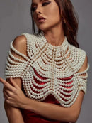 Xale de Corrente Corporal Pérola de Noiva, Roupas Femininas, Jóias, Adequado para Casamentos e Festas, Festa e Banquetes, 1Pc