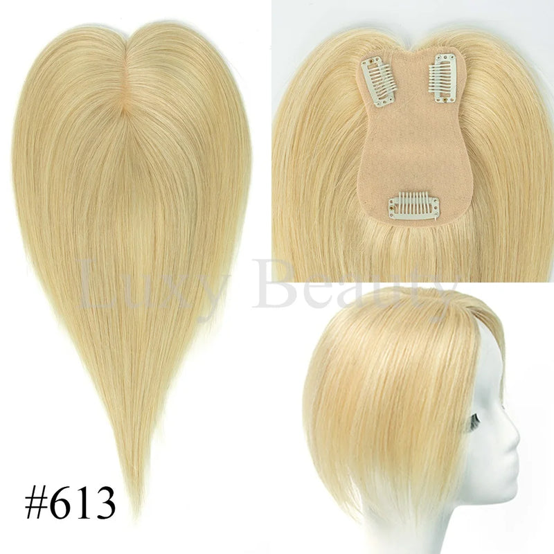 Topper de cabelo humano cinza para mulheres 100% grampo de cabelo humano em postiços natural preto loiro marrom grampo de cabelo em topper cabelo