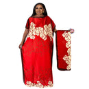 Vestido Kaftan de manga curta feminino, vestido maxi elegante com gola redonda com hijab, todo o padrão, roupas tamanho grande