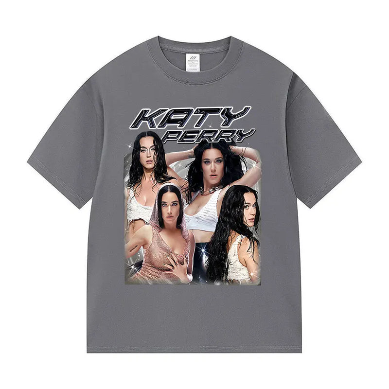 Singer Katy Perry The Lifetimes Tour 2025 Graphic T-Shirt Men Women's Fashion Harajuku T-Shirts Vintage Oversized Cotton T Shirt